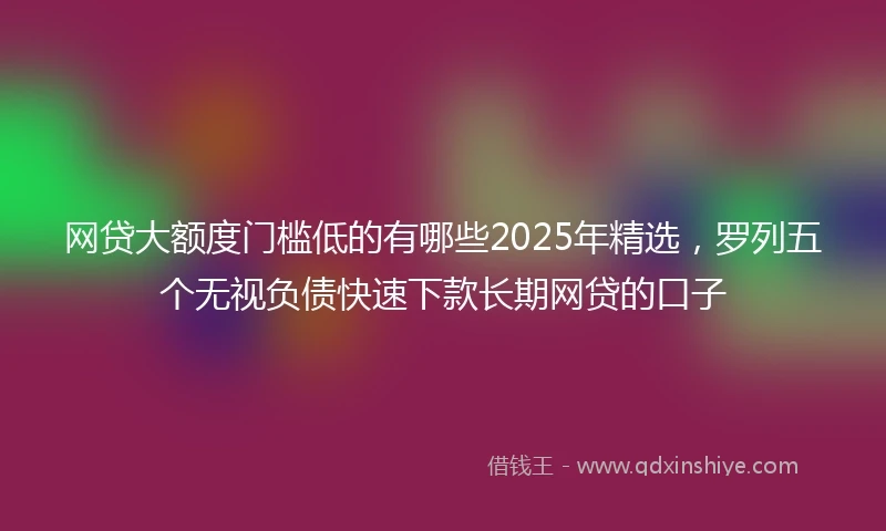 网贷大额度门槛低的有哪些2025年精选，罗列五个无视负债快速下款长期网贷的口子