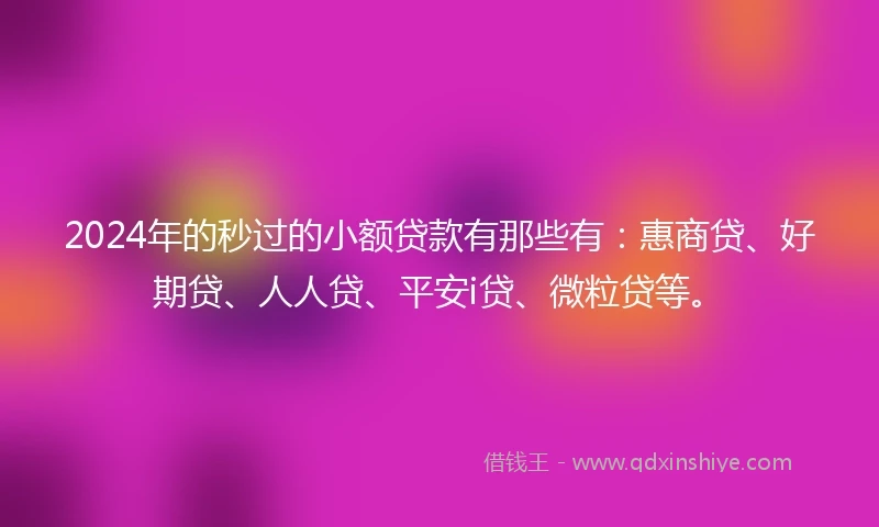 2024年的秒过的小额贷款有那些有:惠商贷、好期贷、人人贷、平安i贷、微粒贷等。