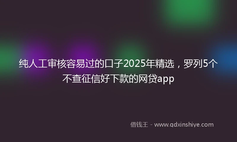 纯人工审核容易过的口子2025年精选，罗列5个不查征信好下款的网贷app