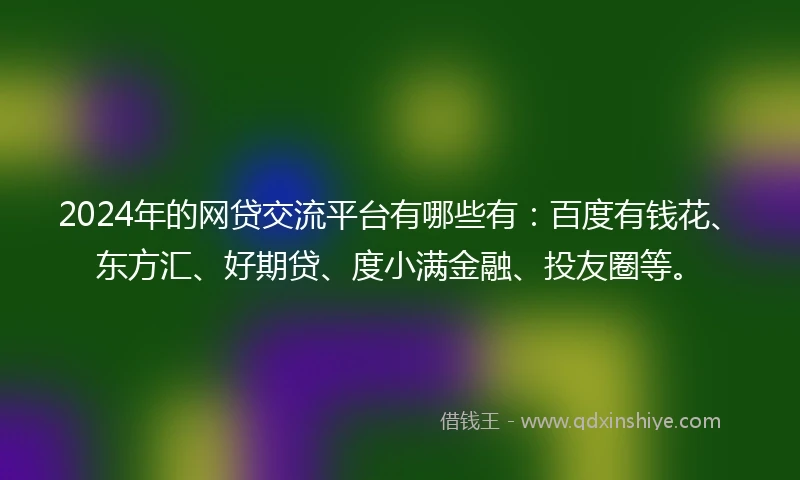 2024年的网贷交流平台有哪些有：百度有钱花、东方汇、好期贷、度小满金融、投友圈等。