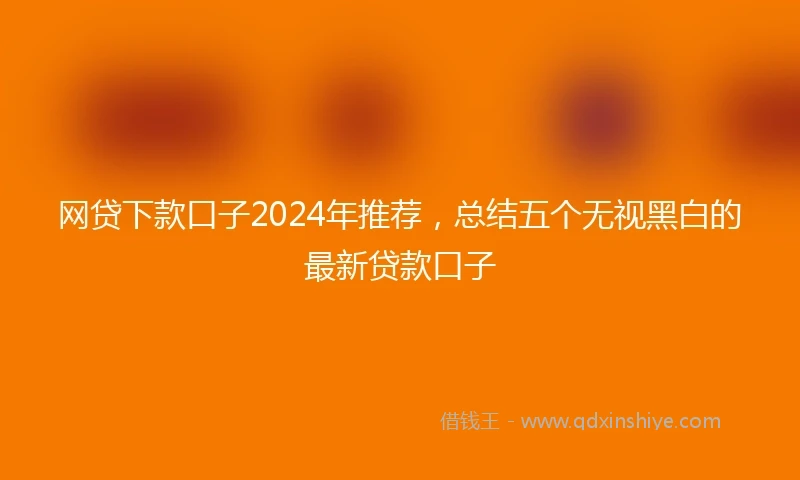 网贷下款口子2024年推荐，总结五个无视黑白的最新贷款口子