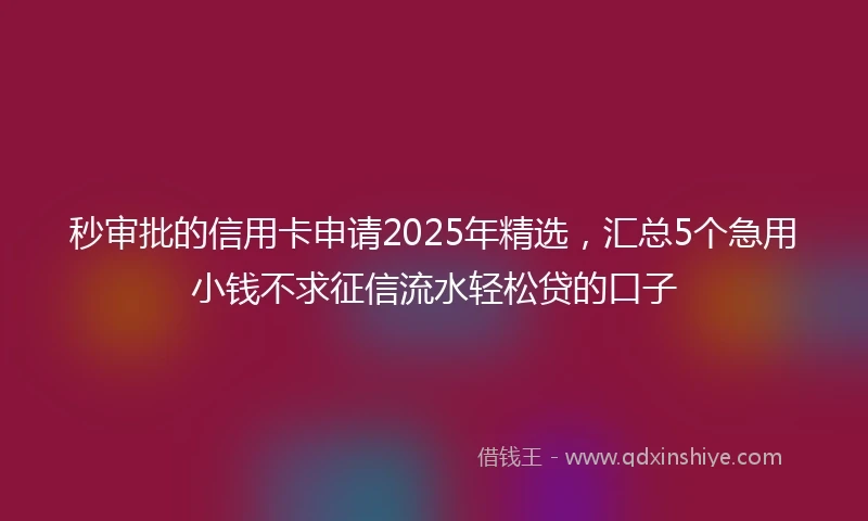 秒审批的信用卡申请2025年精选，汇总5个急用小钱不求征信流水轻松贷的口子