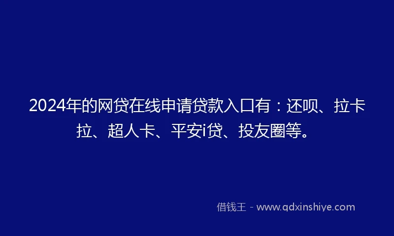 2024年的网贷在线申请贷款入口有：还呗、拉卡拉、超人卡、平安i贷、投友圈等。