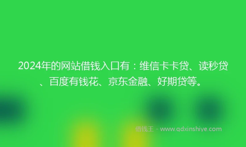 2024年的网站借钱入口有：维信卡卡贷、读秒贷、百度有钱花、京东金融、好期贷等。