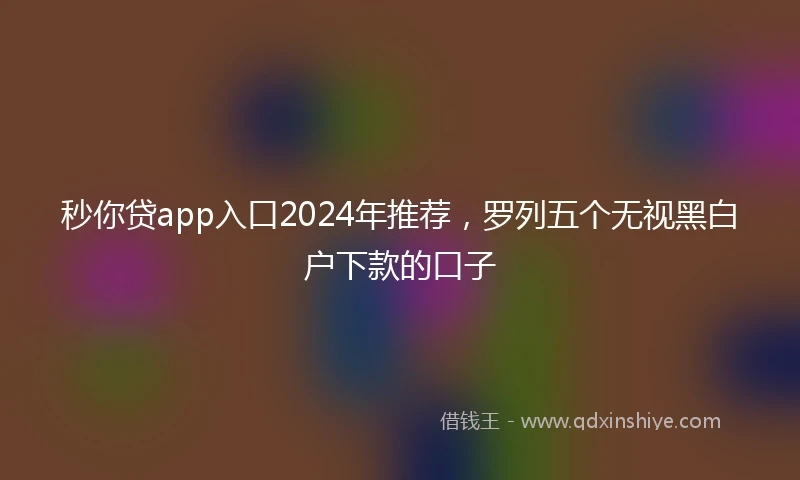 秒你贷app入口2024年推荐，罗列五个无视黑白户下款的口子