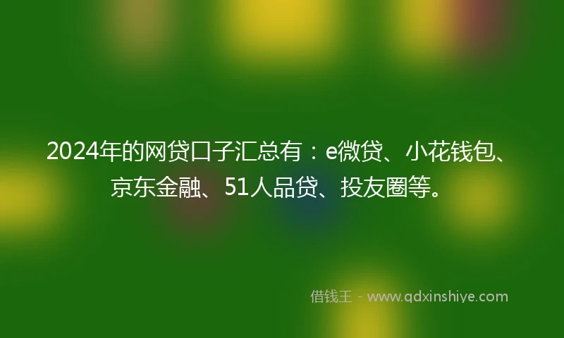 2024年的网贷口子汇总有：e微贷、小花钱包、京东金融、51人品贷、投友圈等。