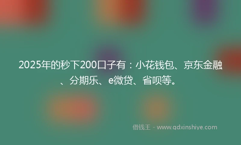 2025年的秒下200口子有：小花钱包、京东金融、分期乐、e微贷、省呗等。