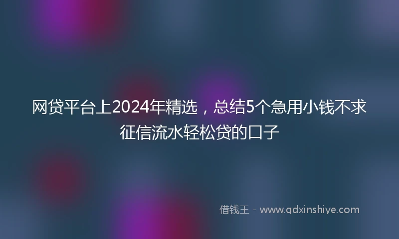 网贷平台上2024年精选，总结5个急用小钱不求征信流水轻松贷的口子