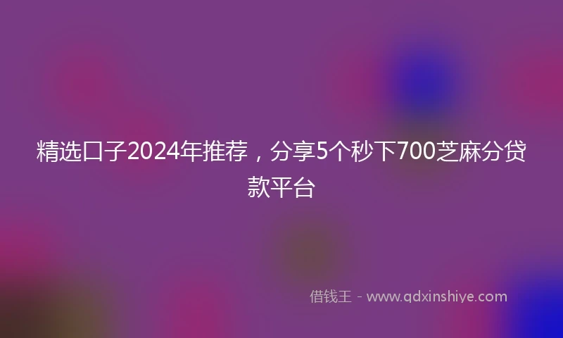 精选口子2024年推荐，分享5个秒下700芝麻分贷款平台
