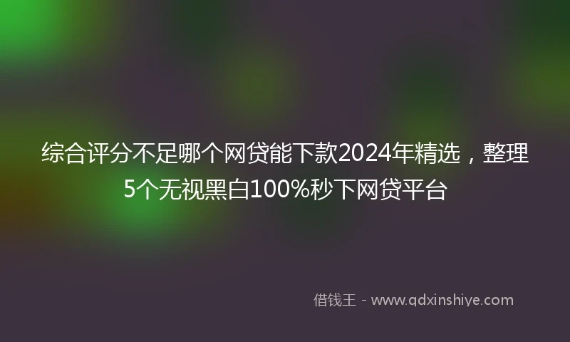 综合评分不足哪个网贷能下款2024年精选，整理5个无视黑白100%秒下网贷平台