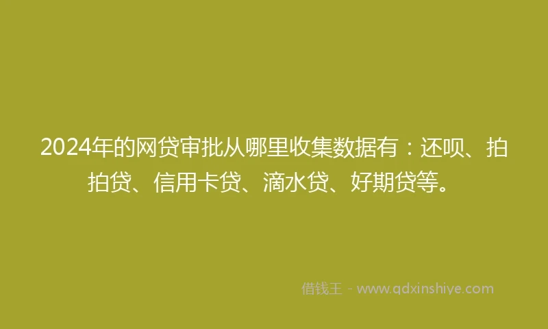 2024年的网贷审批从哪里收集数据有：还呗、拍拍贷、信用卡贷、滴水贷、好期贷等。