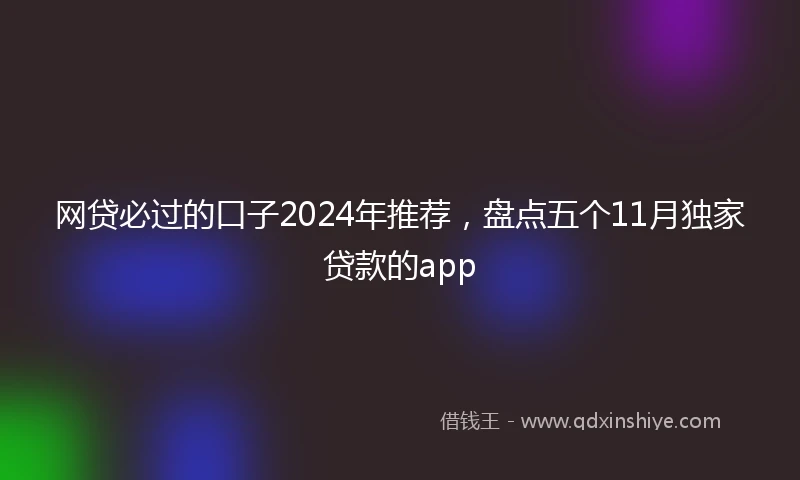 网贷必过的口子2024年推荐，盘点五个11月独家贷款的app