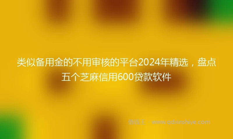类似备用金的不用审核的平台2024年精选，盘点五个芝麻信用600贷款软件