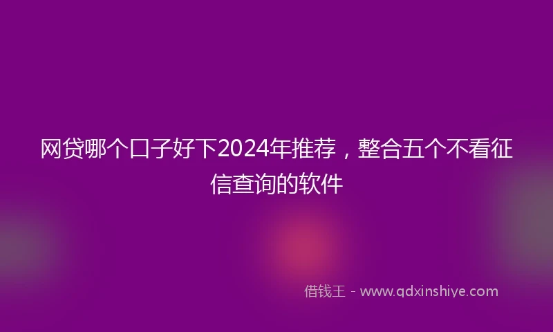 网贷哪个口子好下2024年推荐，整合五个不看征信查询的软件