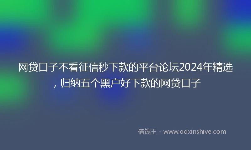 网贷口子不看征信秒下款的平台论坛2024年精选，归纳五个黑户好下款的网贷口子