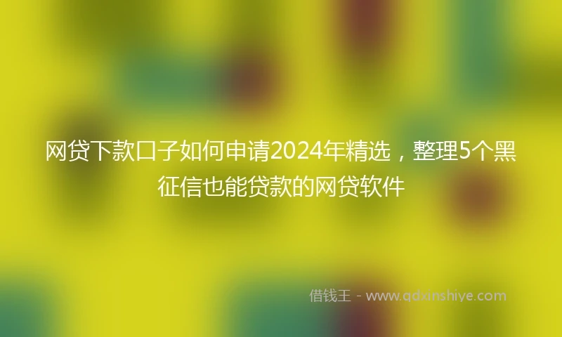 网贷下款口子如何申请2024年精选，整理5个黑征信也能贷款的网贷软件