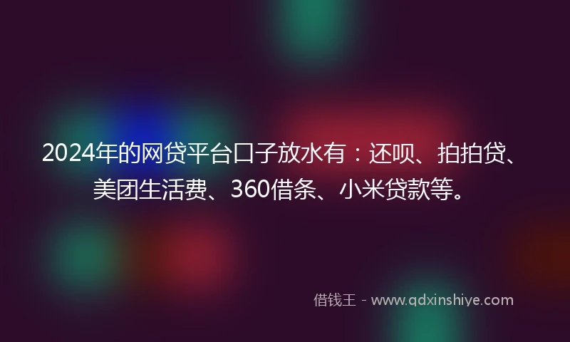 2024年的网贷平台口子放水有：还呗、拍拍贷、美团生活费、360借条、小米贷款等。