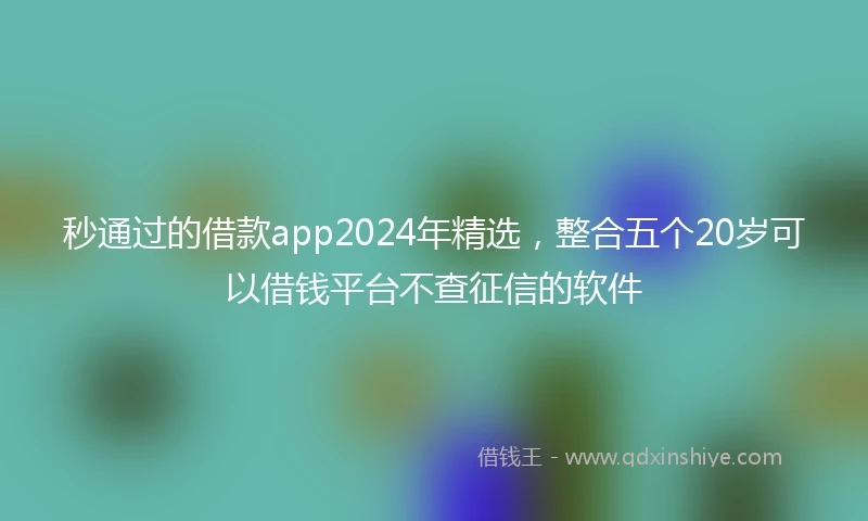 秒通过的借款app2024年精选，整合五个20岁可以借钱平台不查征信的软件