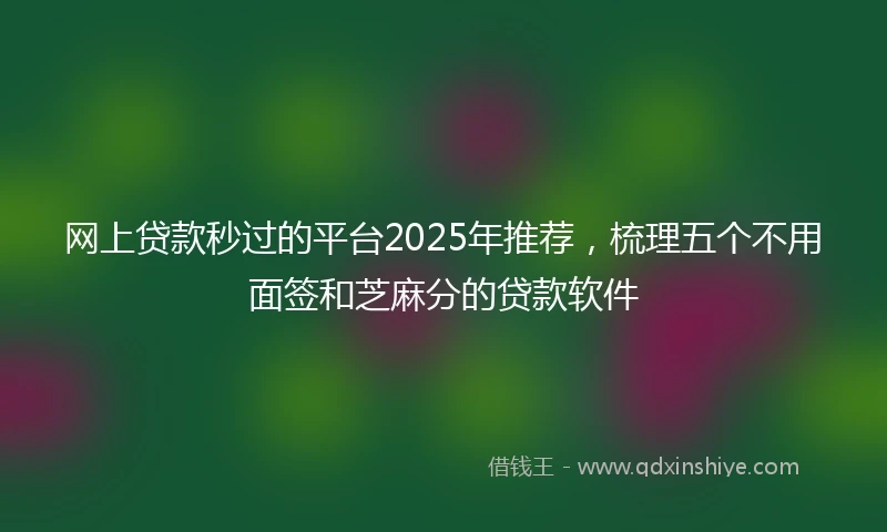 网上贷款秒过的平台2025年推荐，梳理五个不用面签和芝麻分的贷款软件