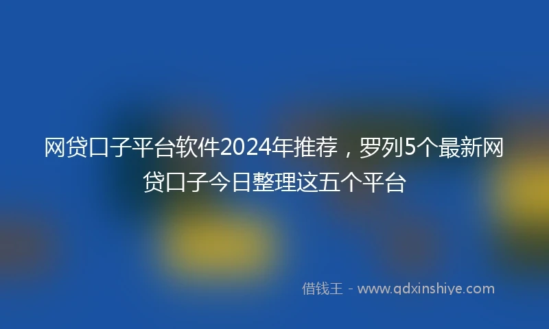 网贷口子平台软件2024年推荐，罗列5个最新网贷口子今日整理这五个平台