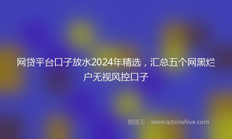 网贷平台口子放水2024年精选，汇总五个网黑烂户无视风控口子