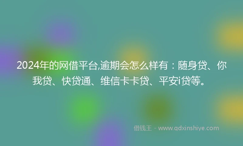 2024年的网借平台,逾期会怎么样有：随身贷、你我贷、快贷通、维信卡卡贷、平安i贷等。