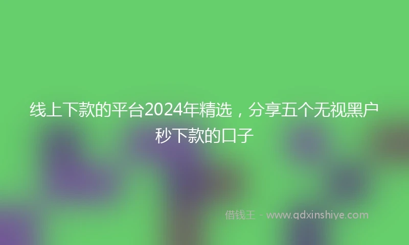 线上下款的平台2024年精选，分享五个无视黑户秒下款的口子