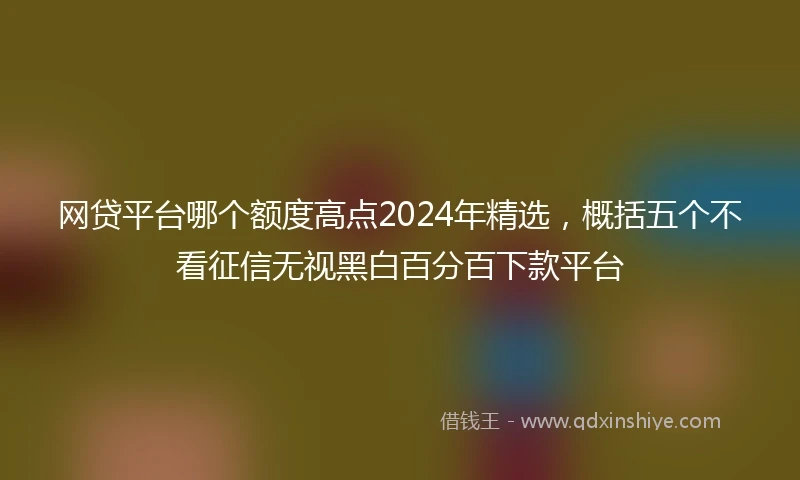 网贷平台哪个额度高点2024年精选，概括五个不看征信无视黑白百分百下款平台