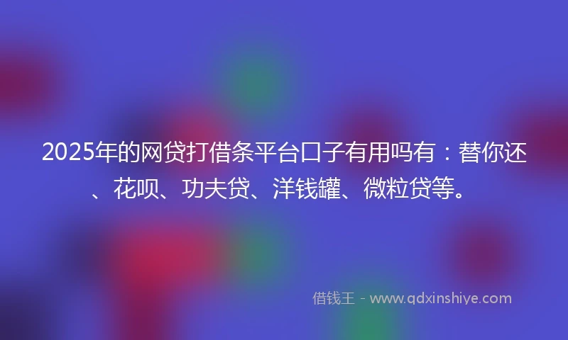2025年的网贷打借条平台口子有用吗有：替你还、花呗、功夫贷、洋钱罐、微粒贷等。