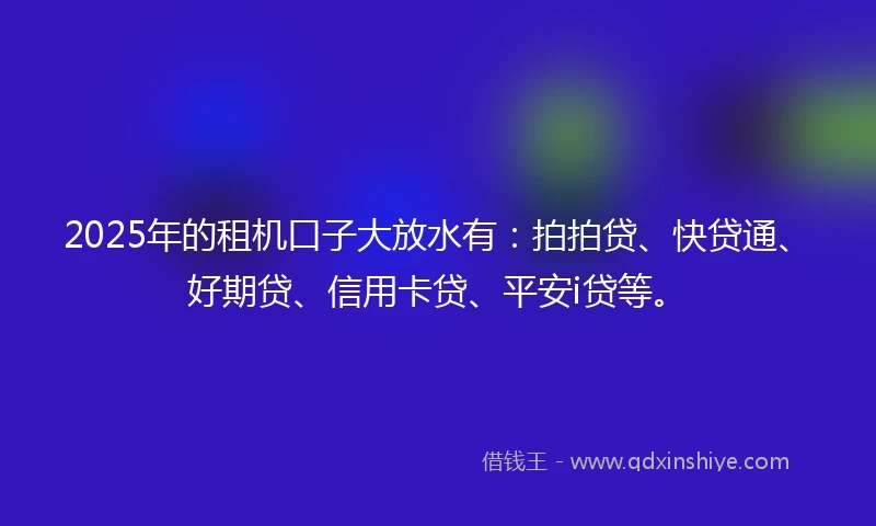 2025年的租机口子大放水有：拍拍贷、快贷通、好期贷、信用卡贷、平安i贷等。