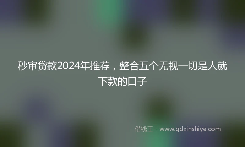 秒审贷款2024年推荐，整合五个无视一切是人就下款的口子