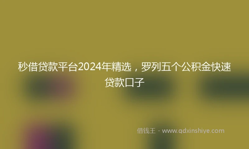 秒借贷款平台2024年精选，罗列五个公积金快速贷款口子