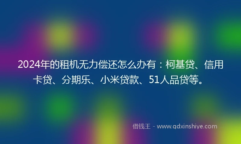 2024年的租机无力偿还怎么办有：柯基贷、信用卡贷、分期乐、小米贷款、51人品贷等。