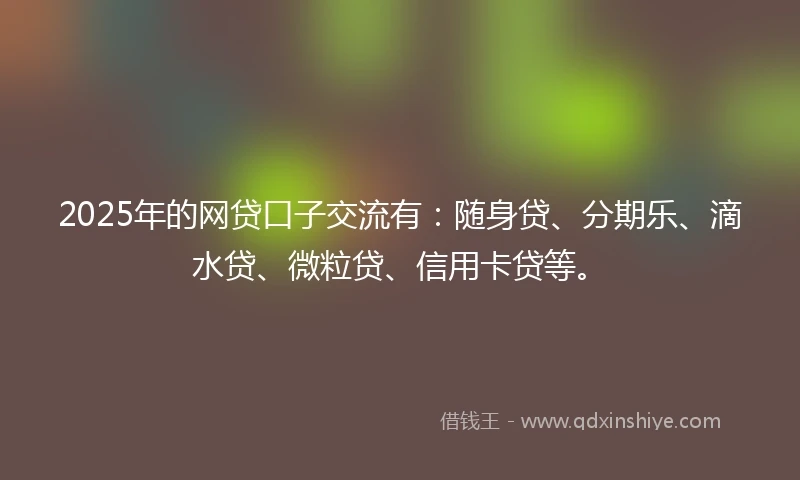 2025年的网贷口子交流有：随身贷、分期乐、滴水贷、微粒贷、信用卡贷等。