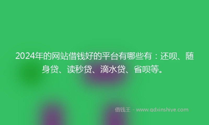 2024年的网站借钱好的平台有哪些有：还呗、随身贷、读秒贷、滴水贷、省呗等。
