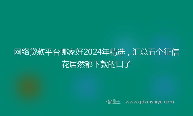 网络贷款平台哪家好2024年精选，汇总五个征信花居然都下款的口子