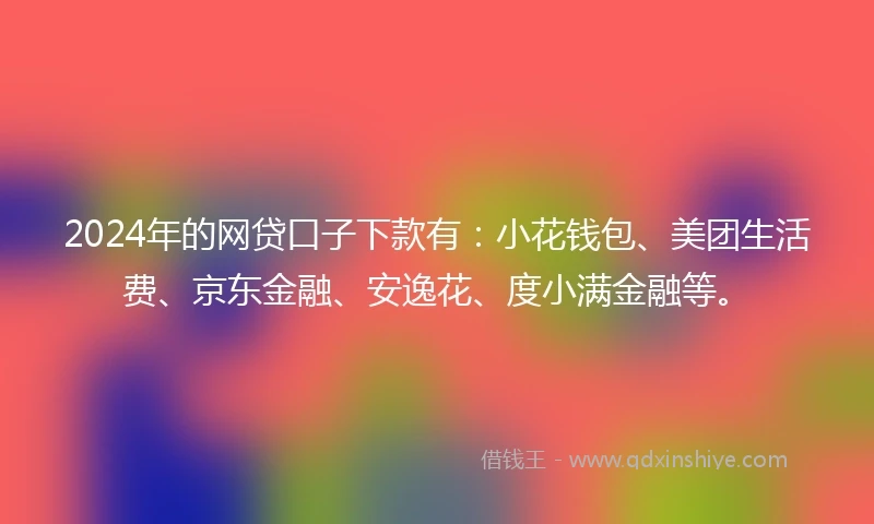 2024年的网贷口子下款有：小花钱包、美团生活费、京东金融、安逸花、度小满金融等。