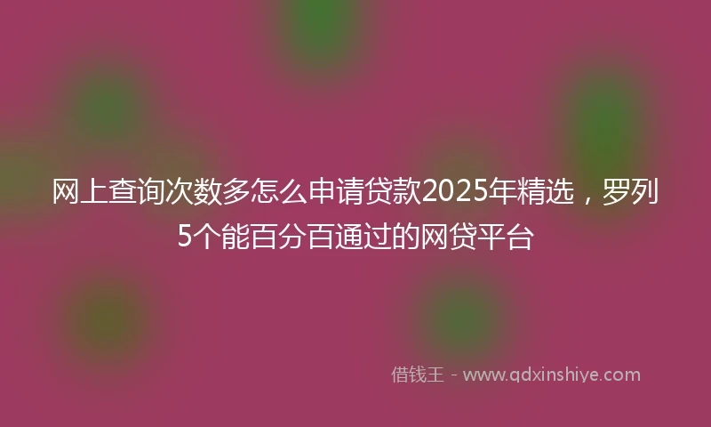网上查询次数多怎么申请贷款2025年精选，罗列5个能百分百通过的网贷平台