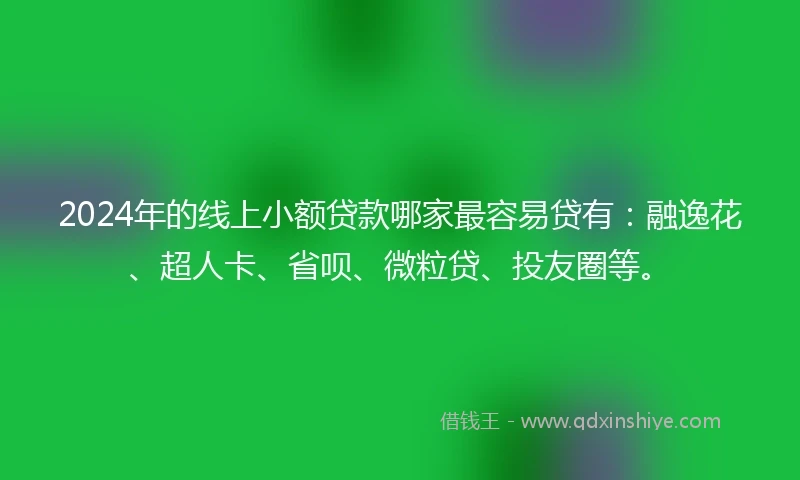 2024年的线上小额贷款哪家最容易贷有：融逸花、超人卡、省呗、微粒贷、投友圈等。