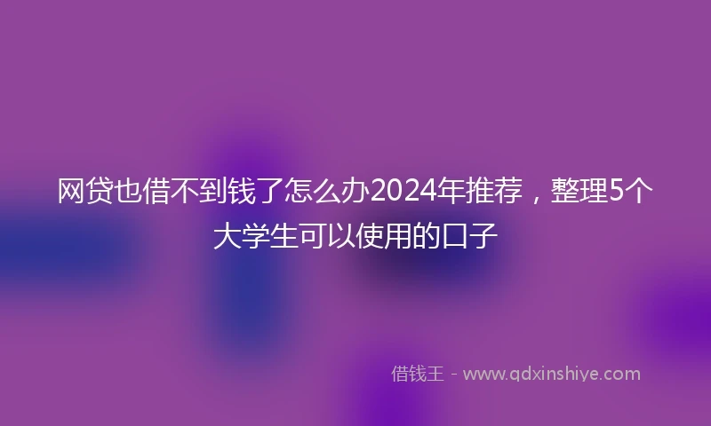 网贷也借不到钱了怎么办2024年推荐，整理5个大学生可以使用的口子