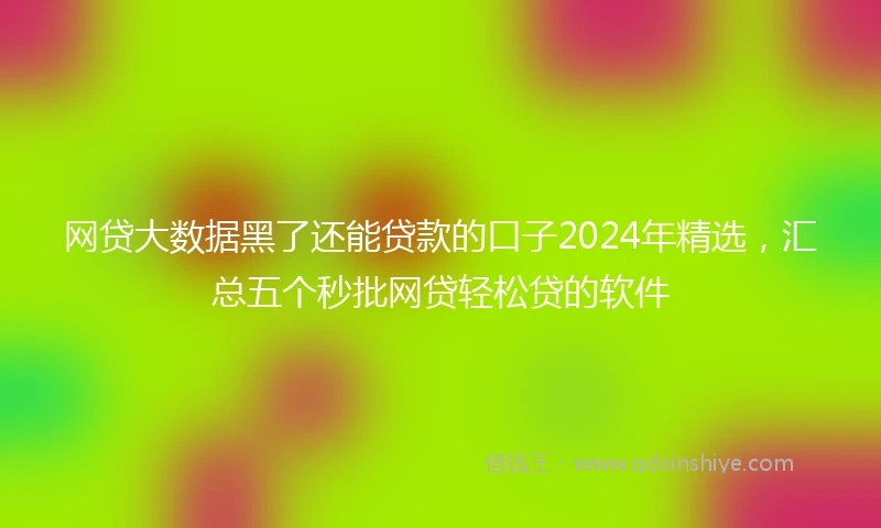 网贷大数据黑了还能贷款的口子2024年精选，汇总五个秒批网贷轻松贷的软件