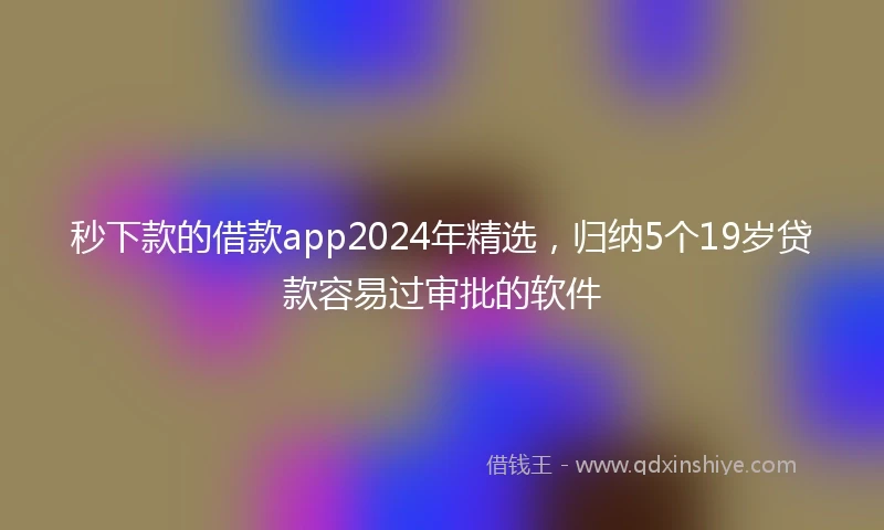 秒下款的借款app2024年精选，归纳5个19岁贷款容易过审批的软件