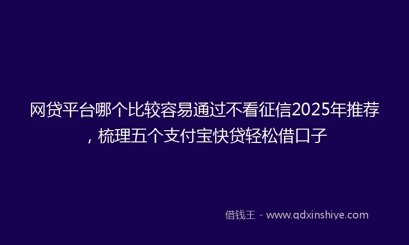 网贷平台哪个比较容易通过不看征信2025年推荐，梳理五个支付宝快贷轻松借口子