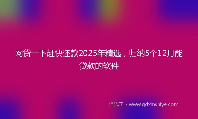网贷一下赶快还款2025年精选,归纳5个12月能贷款的软件