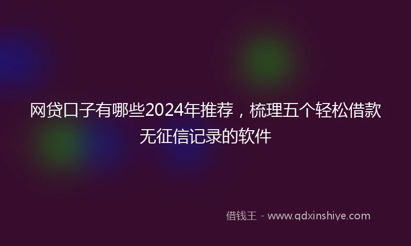 网贷口子有哪些2024年推荐，梳理五个轻松借款无征信记录的软件