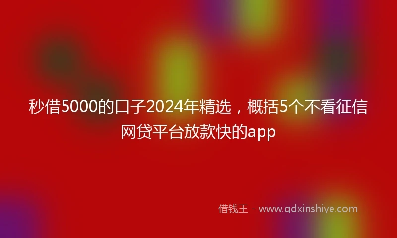 秒借5000的口子2024年精选，概括5个不看征信网贷平台放款快的app