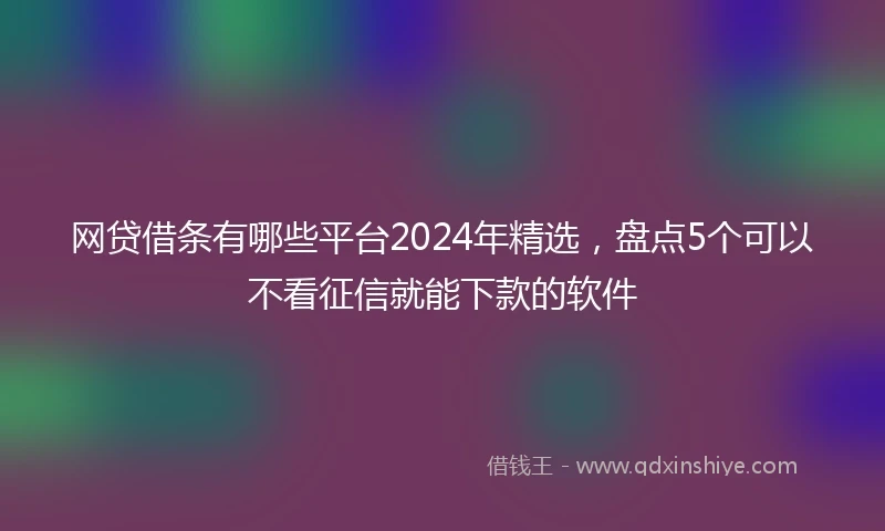 网贷借条有哪些平台2024年精选，盘点5个可以不看征信就能下款的软件