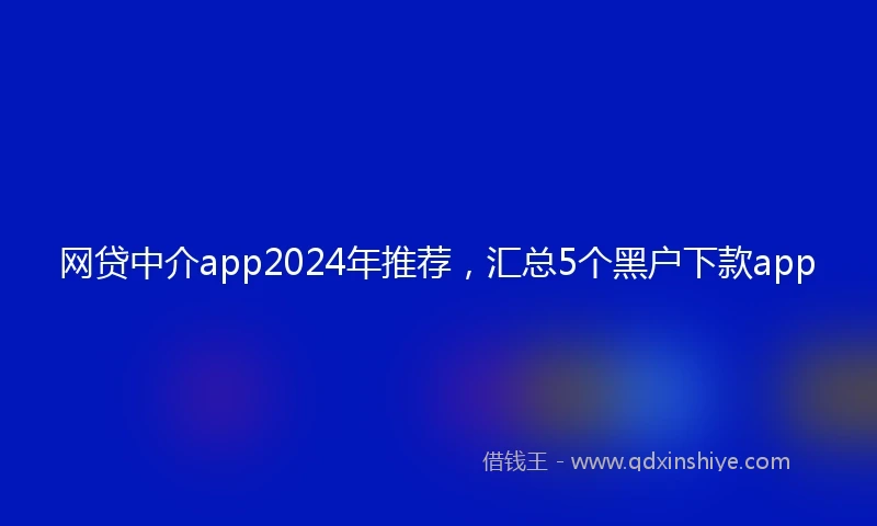 网贷中介app2024年推荐，汇总5个黑户下款app