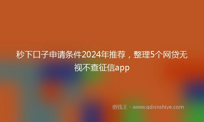 秒下口子申请条件2024年推荐，整理5个网贷无视不查征信app