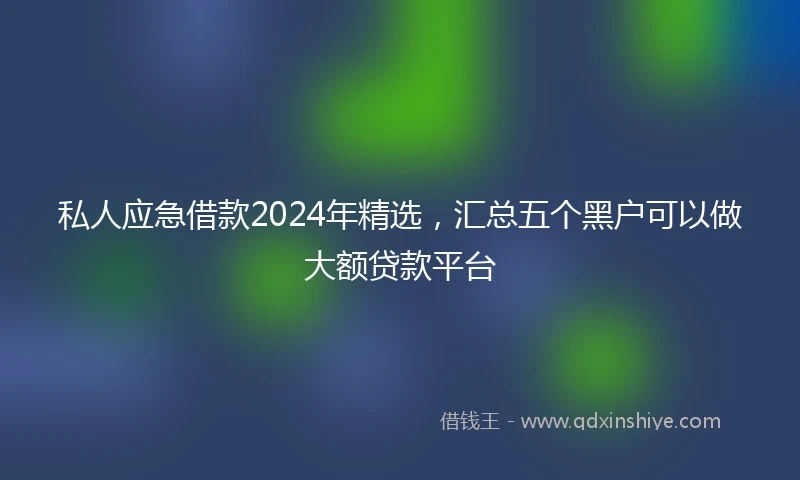 私人应急借款2024年精选，汇总五个黑户可以做大额贷款平台